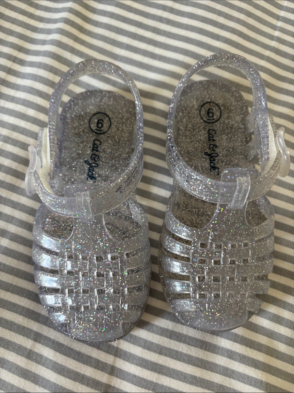 Cat & Jack Clear Silver Glitter Jelly Sandals for Kids